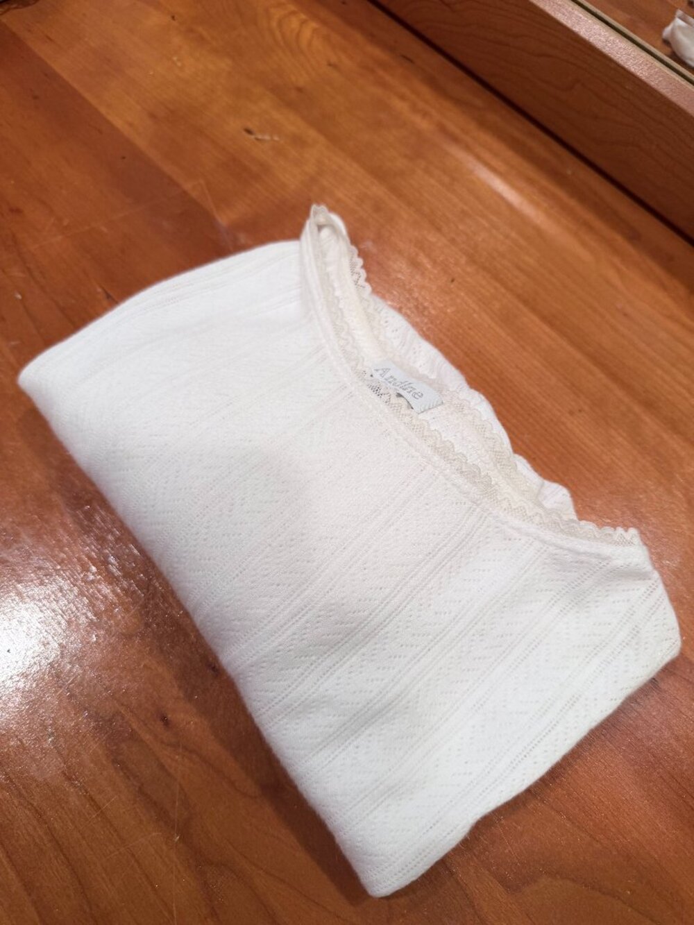 Andine White Cotton Pointelle Lounge Top XS